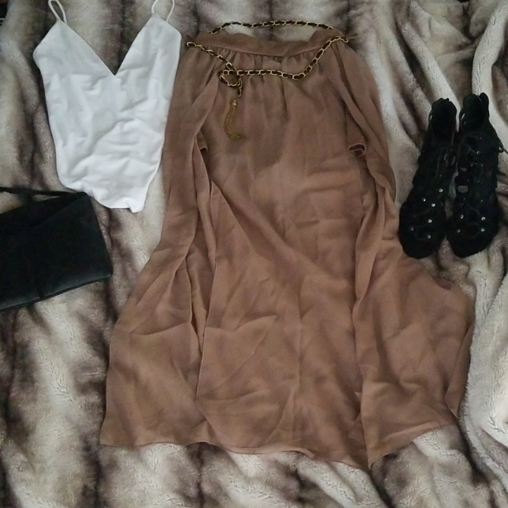 Brown Maxi Skirt with Belt